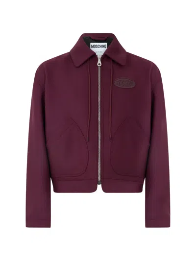 Moschino Cropped Zip-up Jacket In Purple