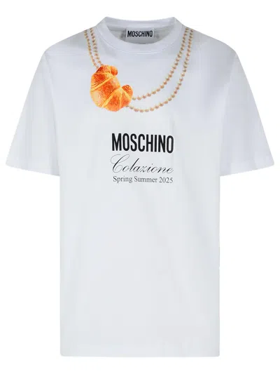 Moschino Crossaint White Cotton T-shirt