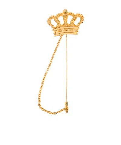 Moschino Crown Brooch In Yellow