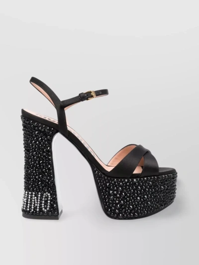 Moschino 145mm Crystal-embellished Sandals In Black