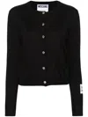 Moschino Crystal-embellished Cotton Cardigan In Black