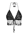 Moschino Cotton Blend Crochet Triangle Bra Top In Black