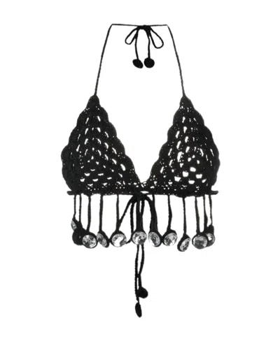 MOSCHINO CRYSTAL-EMBELLISHED CROCHET TOP