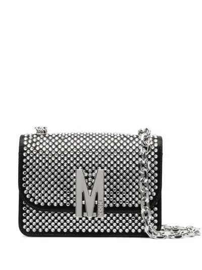 Moschino Crystal-embellished Crossbody Bag In Black