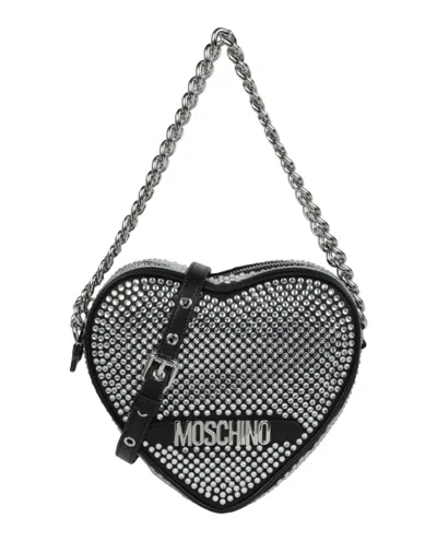 Moschino Crystal-embellished Heart Shape Shoulder Bag In Multi