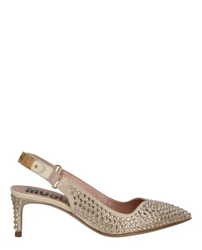 Moschino Crystal Embellished Kitten Heels In Multi