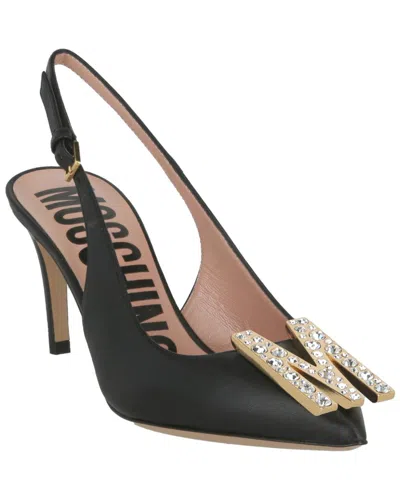 Moschino Crystal-embellished Leather Pump In Black