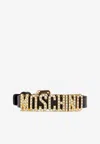 Moschino Logo-lettering Leather Bracelet In Black
