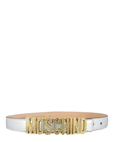 Moschino Crystal Embellished Logo Lettering In Multi