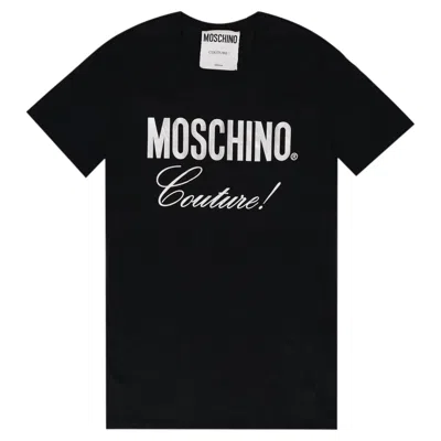 Pre-owned Moschino Crystal Embellished Logo T-shirt In Black