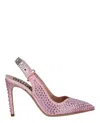 MOSCHINO CRYSTAL EMBELLISHED SATIN SLINGBACK PUMPS