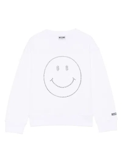 Moschino Kids' Crystal-embellished Sweatshirt In White