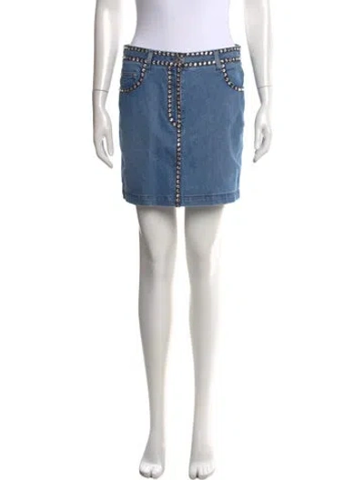 Pre-owned Moschino Crystal Embellishments Mini Skirt In Blue