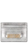 Moschino Crystal Logo Card Case In Fantasy Print Nickel