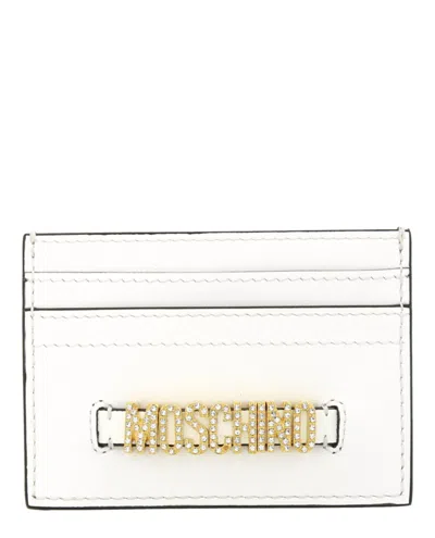 Moschino Crystal-logo Lettering Card Holder In White