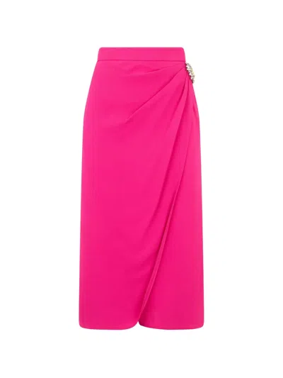 Moschino Crystal-embellished Draped Midi Skirt In Pink
