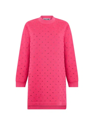 Moschino Crystal-embellished Mini Dress In Pink