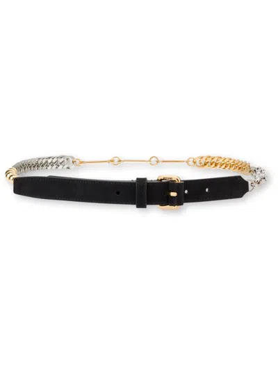 Moschino Cuban Chain Leather Belt In 黑色