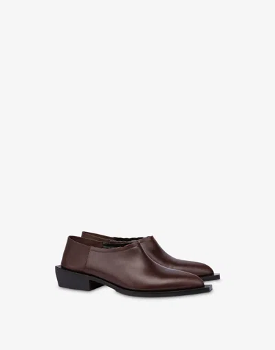 Moschino Cuban Heel Shootie In Brown