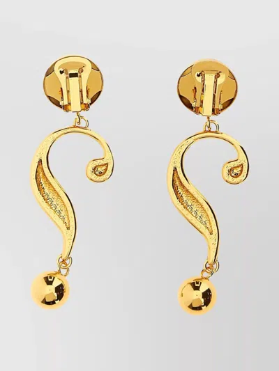 Moschino Curved Earrings With Ball And Drop In Gold