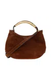 Moschino Curved-handle Suede Tote Bag In Brown