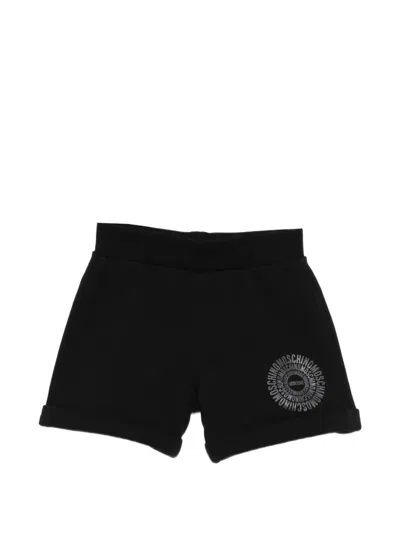 Moschino Kids' Curved-hem Logo-print Shorts In Multi