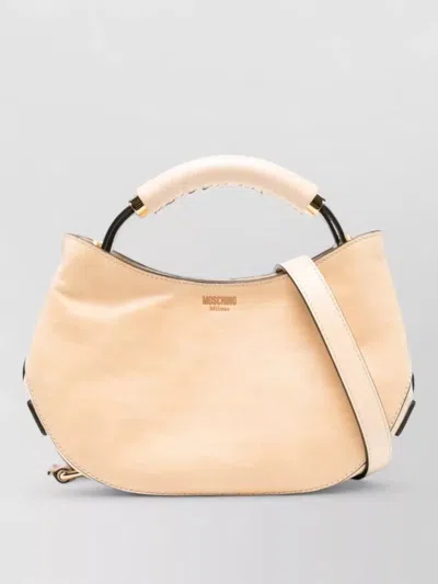 Moschino Curved Tote Bag Silk Nylon Shoulder In Brown