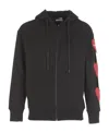 Moschino Cut-out Heart Zipped Hoodie In Black