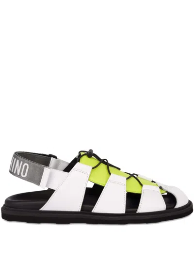 Moschino Cut-out-detailed Ankle-strap Sandals In White