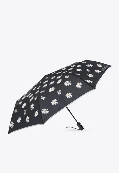 Moschino Daisies-print Open And Close Umbrella In Black