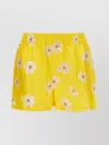 Moschino Floral-printed Elasticated Waistband Shorts In Yellow