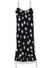 Moschino All-over Daisy Print Silk Twill Midi Dress In Black