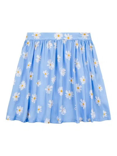 Moschino Kids' Daisy-print Skirt In Light Blue
