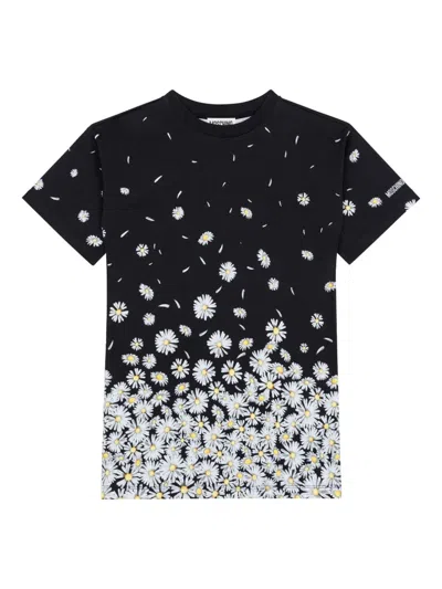 Moschino Kids' Daisy-print T-shirt In Black