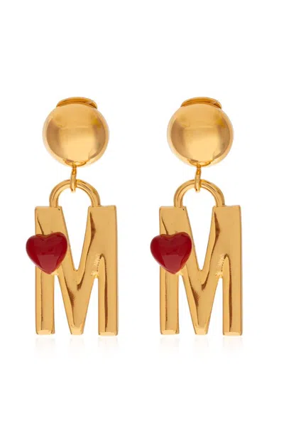 Moschino M-shaped Clip-on Earrings In Gold