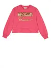 Moschino Debossed-logo Crewneck Sweatshirt In Rosa