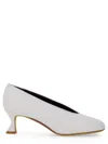 Moschino "duck" Almond Toe Curved Heel Pumps In White