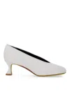 Moschino "duck" Almond Toe Curved Heel Pumps In White
