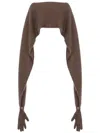 Moschino Deconstructed Glove Wool Blend Cardigan In Brown