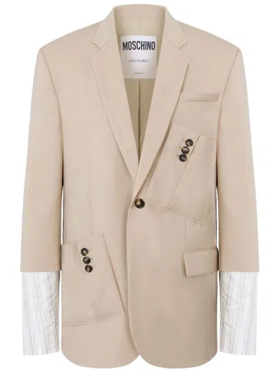 Moschino Deconstructed-design Blazer In Neutrals