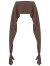 Moschino Deconstructed Glove Wool Blend Cardigan In Brown