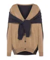 Moschino Beige Virgin Wool Cardigan In Black