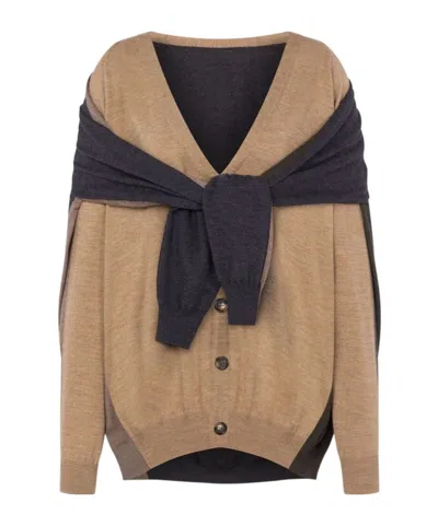 MOSCHINO DECONSTRUCTED VIRGIN WOOL CARDIGAN