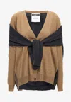 Moschino Beige Virgin Wool Cardigan In Beige