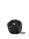 Moschino Decorative Stitching Denim Shoulder Bag In Black