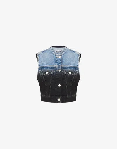 Moschino Degradé Denim Vest In Black