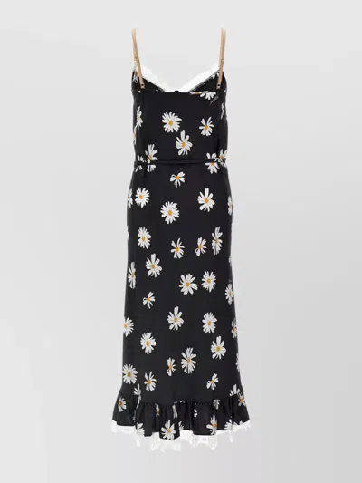 MOSCHINO DELICATE FLORAL LACE TRIM DRESS
