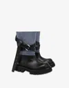 Moschino Denim And Calf Ankle Boots In Blue