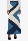 Moschino Denim And Lace Patchwork Maxi Skirt