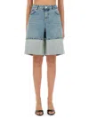 Moschino Wide Fit Denim Bermuda Shorts With Contrast Hem In Blue